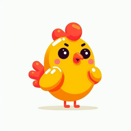 Cute cartoon chicken character. Vector illustration isolated on white background.のイラスト素材