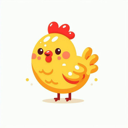 Cute cartoon chicken. Vector illustration. Isolated on white background.のイラスト素材
