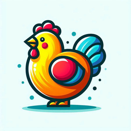Vector illustration of cartoon rooster. Colorful rooster icon.のイラスト素材