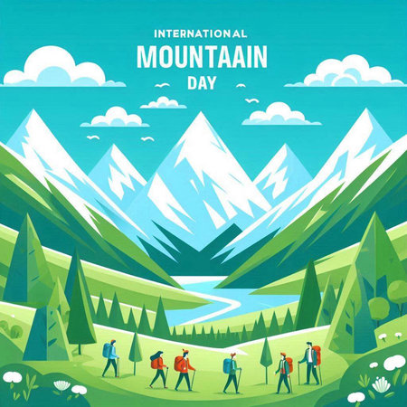 International Mountain Day. May 1st. Holiday background. Vector illustrationのイラスト素材