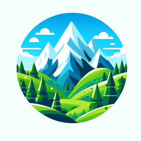 Mountain landscape in flat style. Vector illustration for your design.のイラスト素材