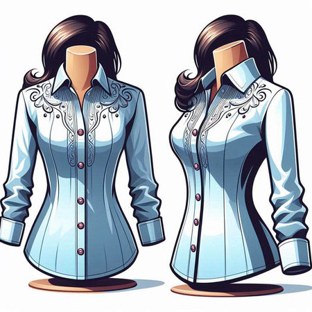 Vector illustration of a woman in a white blouse and blue jacketのイラスト素材