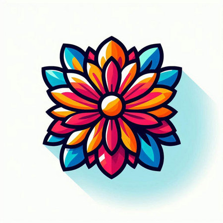 Colorful flower icon isolated on a white background. Vector illustration.のイラスト素材