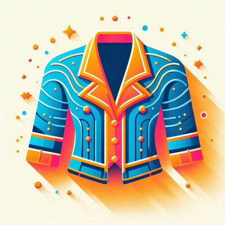 Illustration of a colorful jacket on a white background. Vector illustrationのイラスト素材