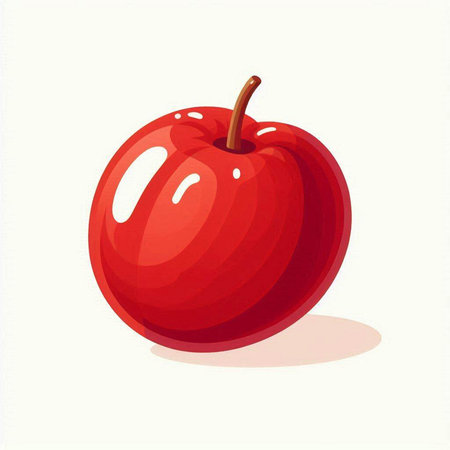 Illustration of a red apple on a white background. Vector illustrationのイラスト素材