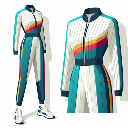 Women's long-sleeved jumpsuit. Vector illustration.のイラスト素材