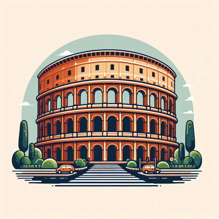 Colosseum in Rome, Italy. Colosseum is one of the symbols of Rome.のイラスト素材