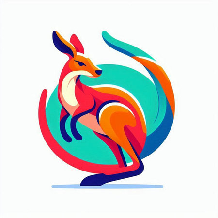Kangaroo in the form of a circle. Vector illustration.のイラスト素材