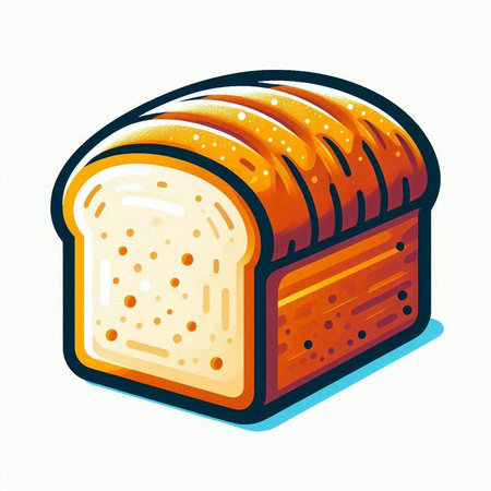 Illustration of a loaf of bread isolated on a white background.のイラスト素材