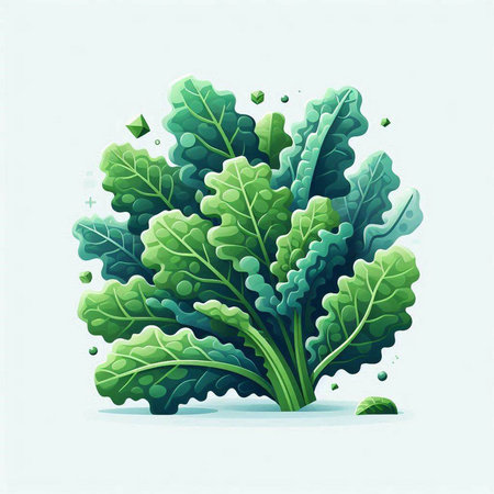 Illustration of a green leafy salad on a white background.のイラスト素材