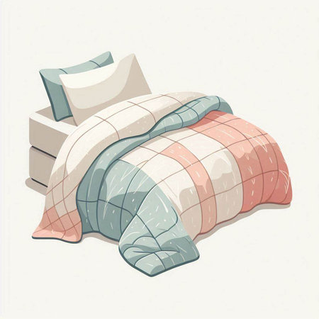 Illustration of a set of pillows in pastel colors.のイラスト素材