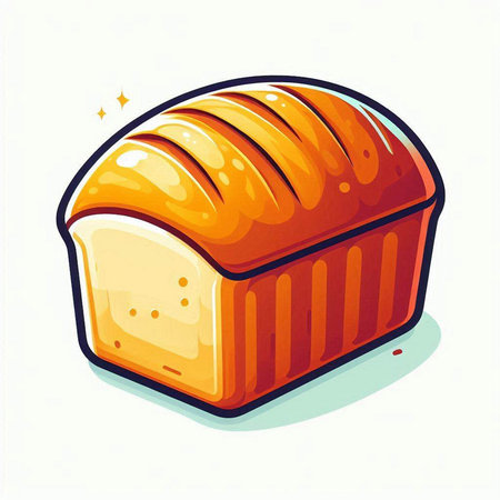 Illustration of a loaf of bread isolated on a white background.のイラスト素材