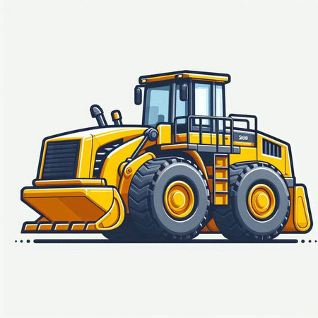 Bulldozer. Construction vehicle. Vector illustration on white background.のイラスト素材
