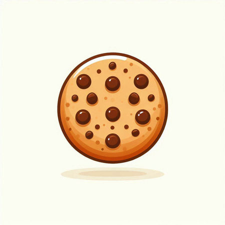 Chocolate chip cookie isolated on a white background. Vector illustration.のイラスト素材