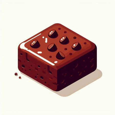 Vector illustration of chocolate cake in isometric style on white background.のイラスト素材