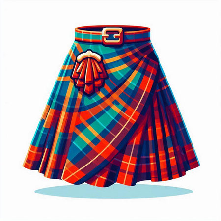 Scottish tartan skirt. Vector illustration isolated on white background.のイラスト素材