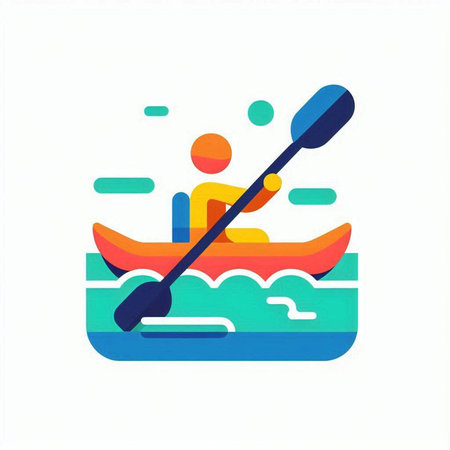 Kayak flat icon. Canoeing, canoeing, rowing. Vector illustrationのイラスト素材