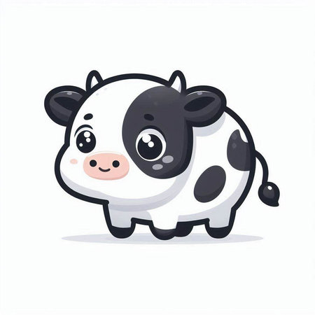 Cute cartoon cow isolated on a white background. Vector illustration.のイラスト素材