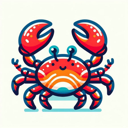 Crab vector icon. Cartoon illustration of crab icon for web designのイラスト素材