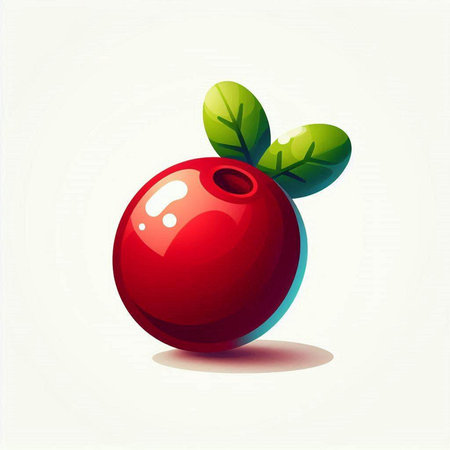 Cranberry with green leaves on white background. Vector illustration.のイラスト素材