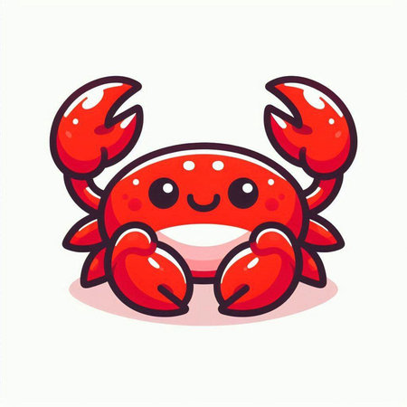 Cute cartoon red crab isolated on white background. Vector illustration.のイラスト素材
