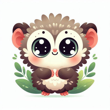 Cute cartoon hedgehog with flowers and leaves. Vector illustration.のイラスト素材