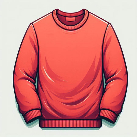 Red sweatshirt on a white background. Vector illustration of a sweatshirt.のイラスト素材