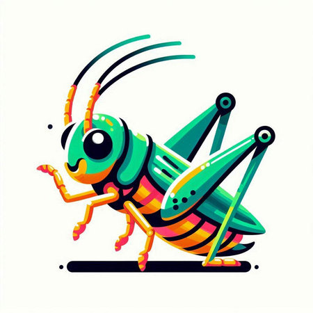 Colorful grasshopper isolated on white background. Vector illustration.のイラスト素材