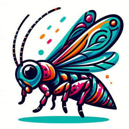 Vector illustration of a bee on a white background. Cartoon style.のイラスト素材