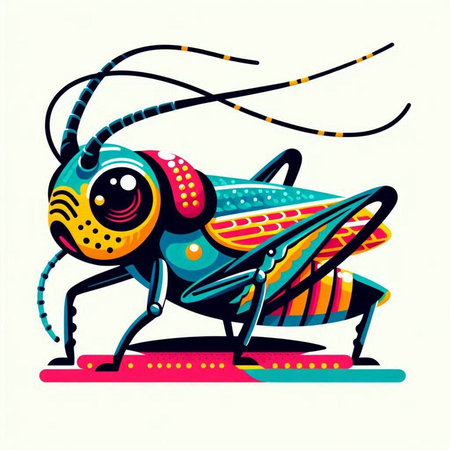 Colorful grasshopper illustration isolated on a white background. Vector illustration.のイラスト素材