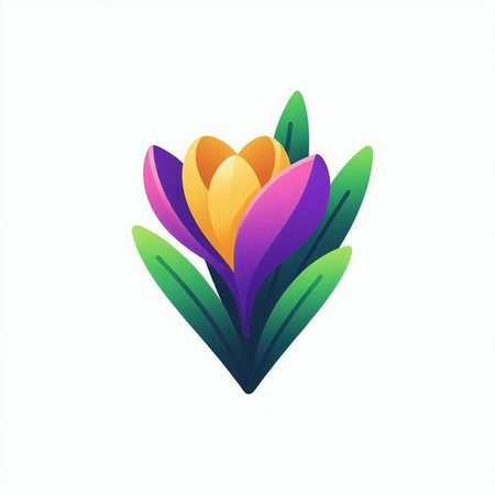crocuses icon vector logo design template. spring flower logo concept.のイラスト素材