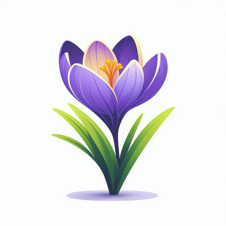 Beautiful spring crocus flower isolated on white background. Vector illustration.のイラスト素材