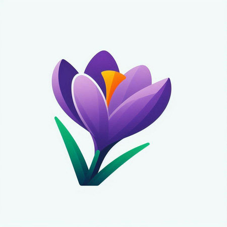 Beauty spring crocus flower logo. Vector illustration. Spring flowers.のイラスト素材