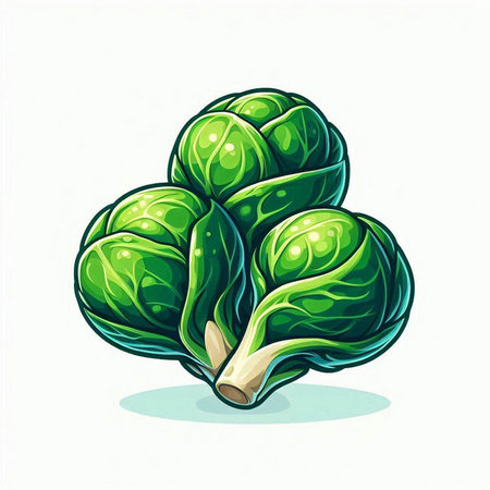 Brussels sprouts, vector illustration isolated on white background.のイラスト素材