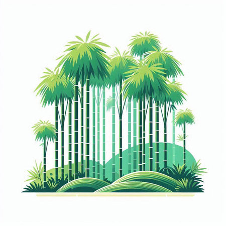 bamboo and grass isolated on a white background. vector illustration.のイラスト素材