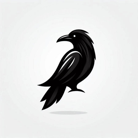 Black crow vector icon isolated on white background. Black crow logo.のイラスト素材