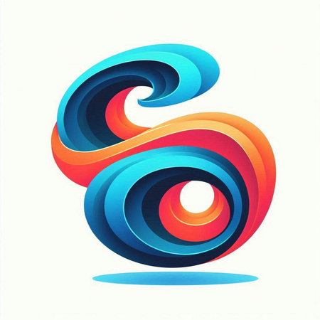 Abstract 3d blue and orange swirl design element. Vector illustration.のイラスト素材