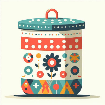 Cute hand drawn vector illustration of a pot with floral pattern.のイラスト素材