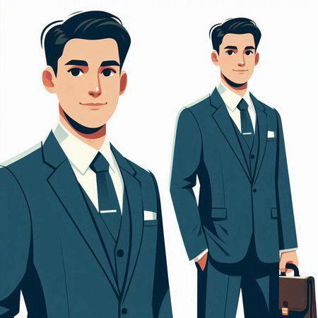 Portrait of a young businessman. Vector illustration in cartoon style.のイラスト素材