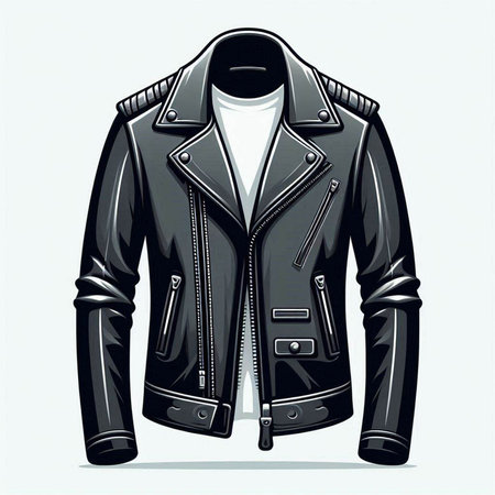 Men's leather jacket on a white background. Vector illustration of a man's jacket.のイラスト素材