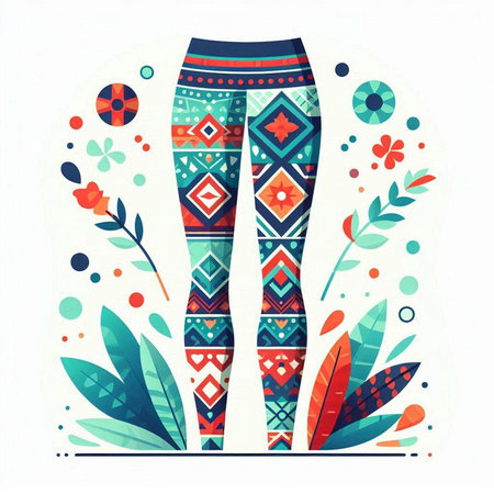Vector illustration of colorful leggings with ethnic ornaments.のイラスト素材