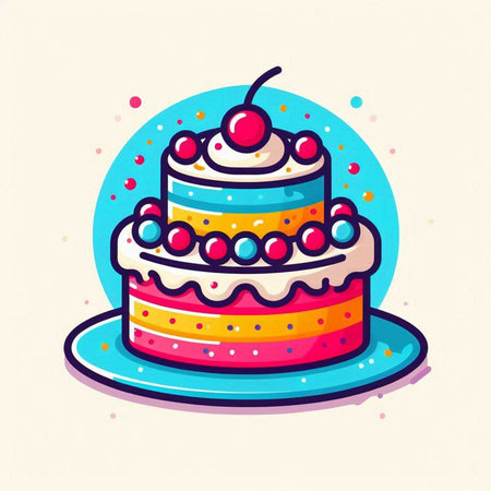 Sweet cake. Vector illustration in flat style. Isolated on white background.のイラスト素材