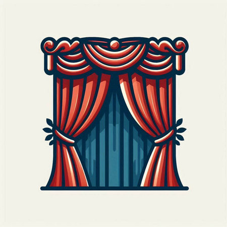 Curtains. Vector illustration of a theater or cinema scene.のイラスト素材