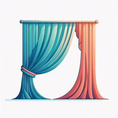 Curtains isolated on white background. Vector illustration in cartoon styleのイラスト素材