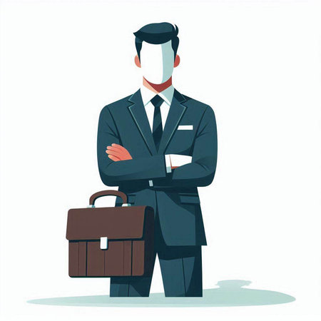 Businessman with mask and briefcase. Vector illustration in cartoon styleのイラスト素材