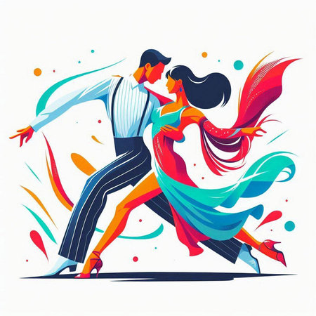 Couple dancing tango. Colorful vector illustration for your designのイラスト素材