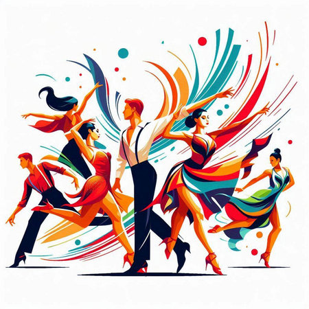 Dancing people. Retro style. Vector illustration for your design.のイラスト素材