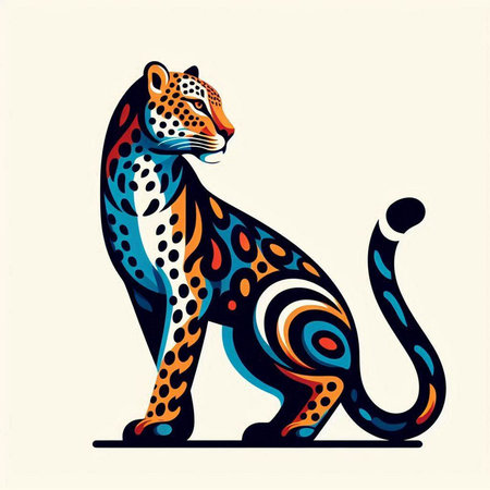 Leopard on a white background. Vector illustration of a stylized animal.のイラスト素材