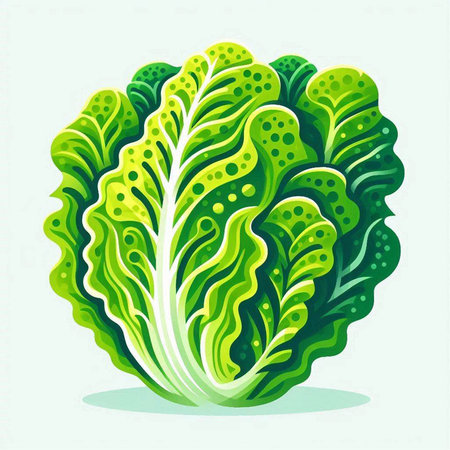 Illustration of fresh green lettuce on white background, vector illustration.のイラスト素材