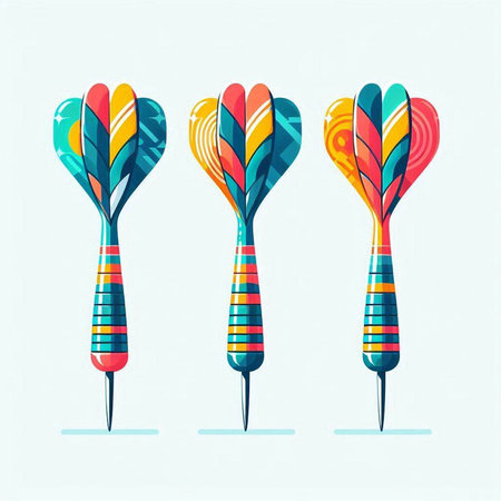 Set of colorful darts isolated on white background. Vector illustration for your designのイラスト素材